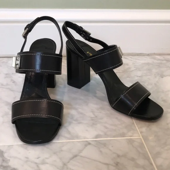 Prada Calzature Donna block heel, sling back sandals with dust bags